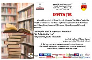 Lansare de carte Grigore Ilisei-Invitatie-15.11.2013